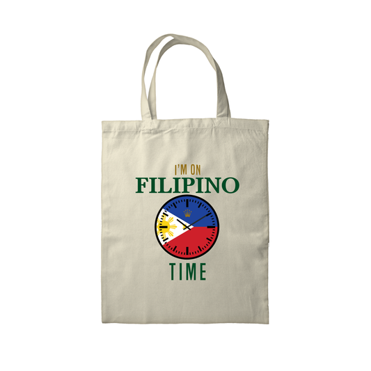 I'M ON FILIPINO TIME OFF-WHITE TOTE BAG